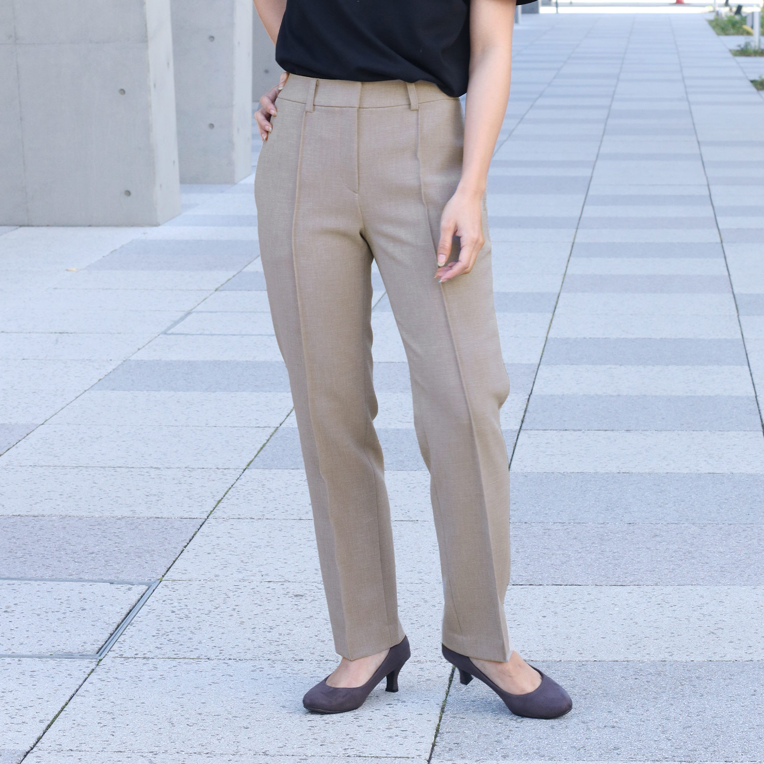 手洗いざんまい sankyo shokai 洗っても消えない 美脚ラインパンツ ピンタック
