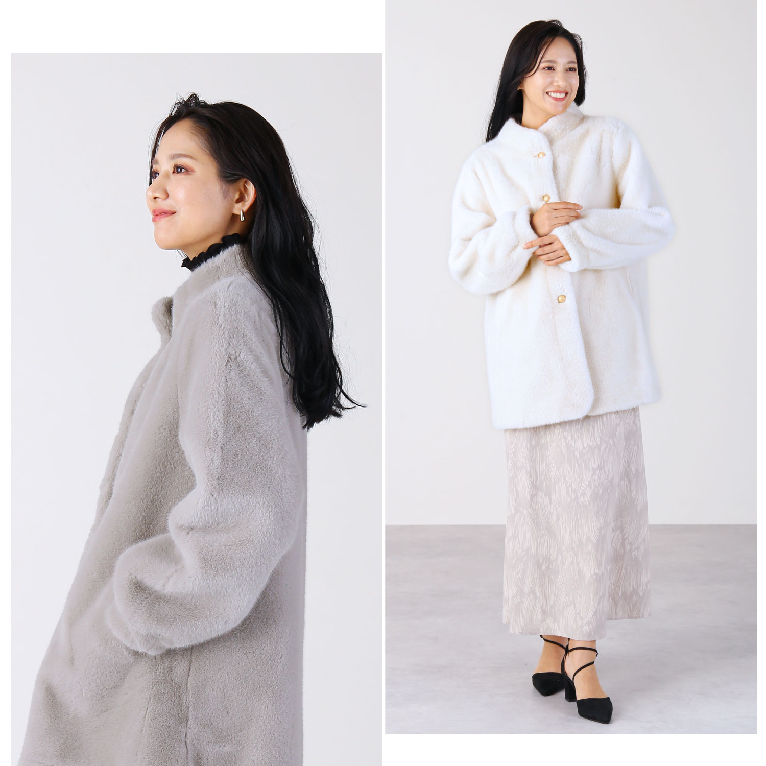 QutieFrash ファー付着物袖コート　いいね不要　今だけセール‼️ 値下不可 2WAYファー＆ベルト付きケープライクコート