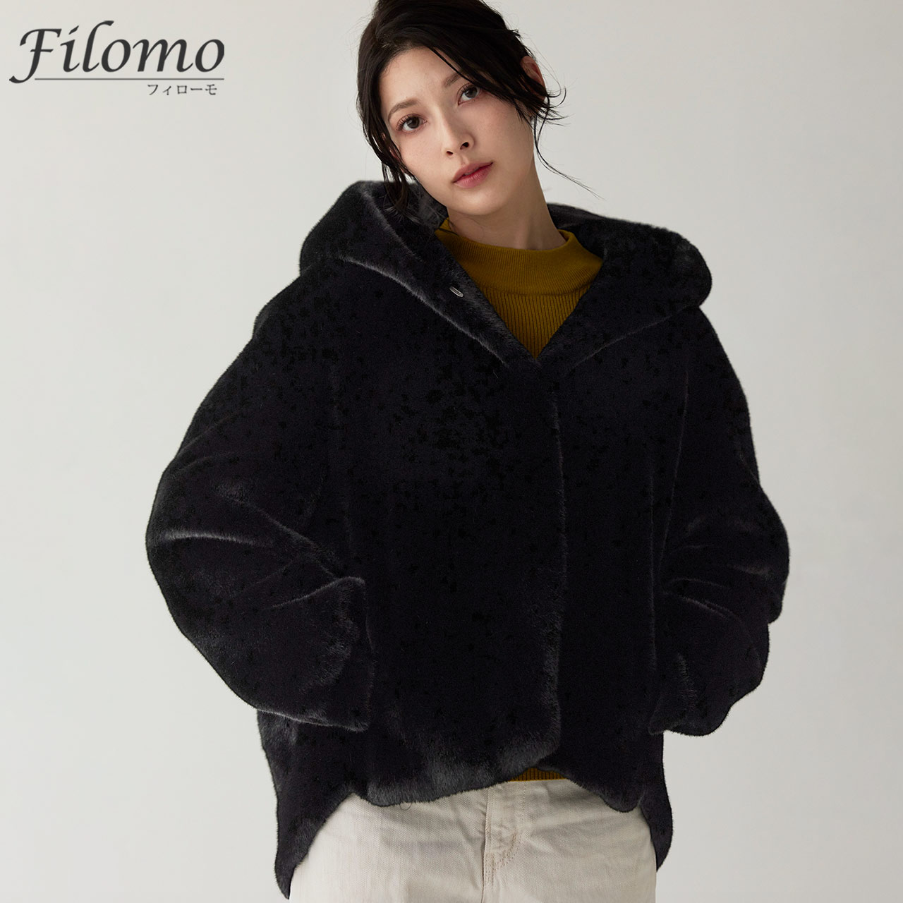 Filomo フェイクファー ジャケット ミンク調 レディース フード付き ショート丈 アウター 秋冬 防寒 おしゃれ カジュアル ふわふわ もこもこ 無地 ベージュ グレー ブラック ギフト プレゼント (08000344r) Filomo（フィローモ） 【福袋対象】Filomo フェイクファー ジャケット