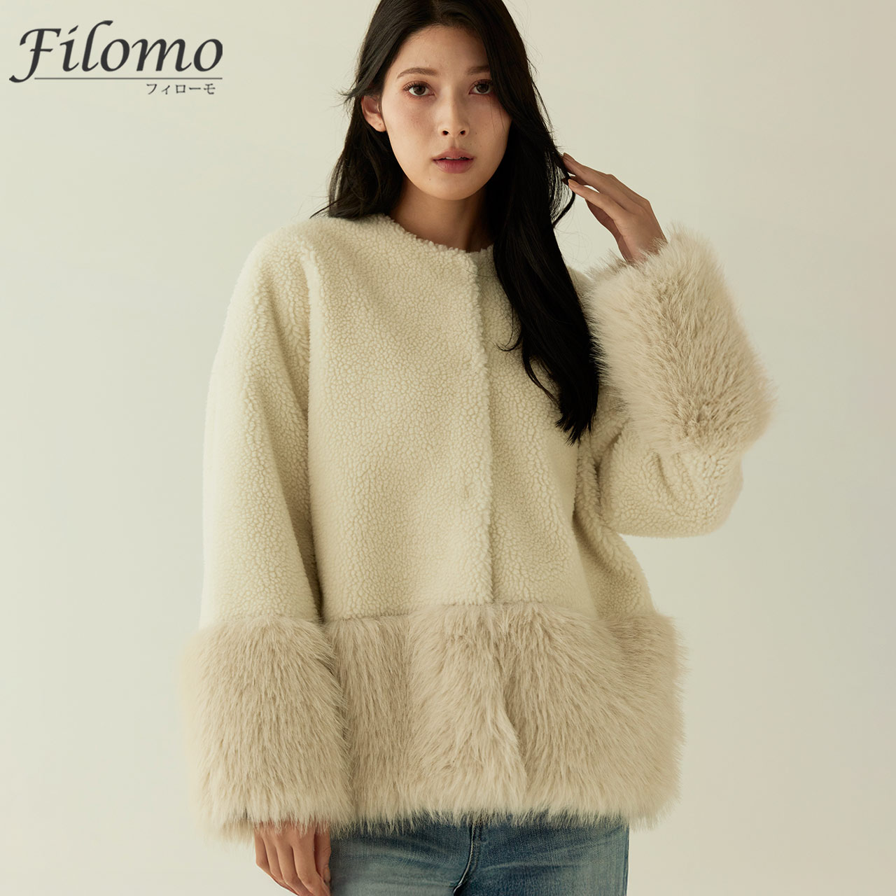 Filomo（フィローモ） ムートン調 フェイクファー ジャケット 