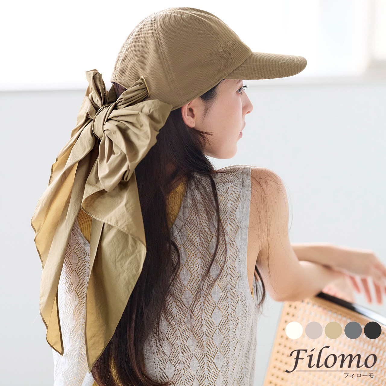 Filomo（フィローモ） 帽子 キャップ リボン付き レディース 日よけ