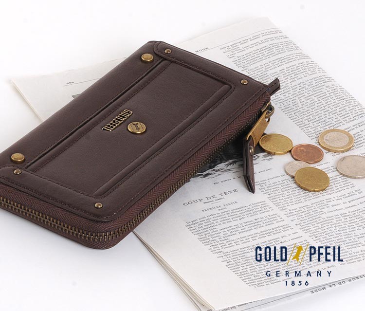 GOLD PFEIL（ゴールドファイル） バッファロー 革 L字ファスナー 長