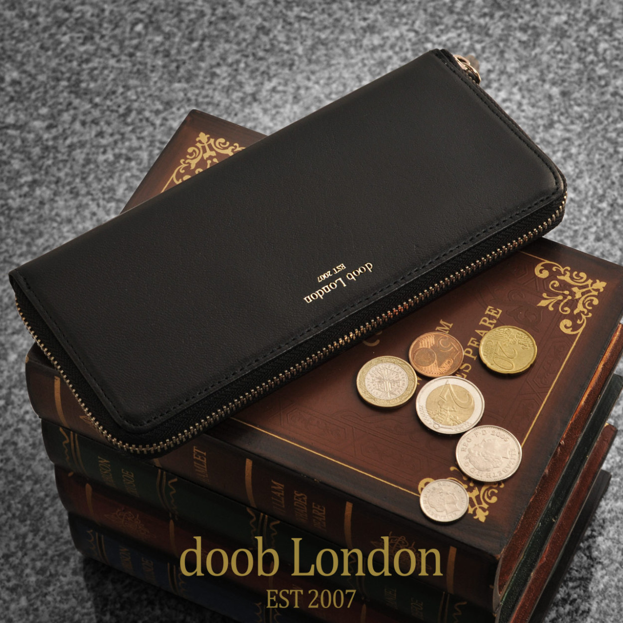 doob London 財布 メンズ 長財布 本革 ラウンドファスナー 薄型