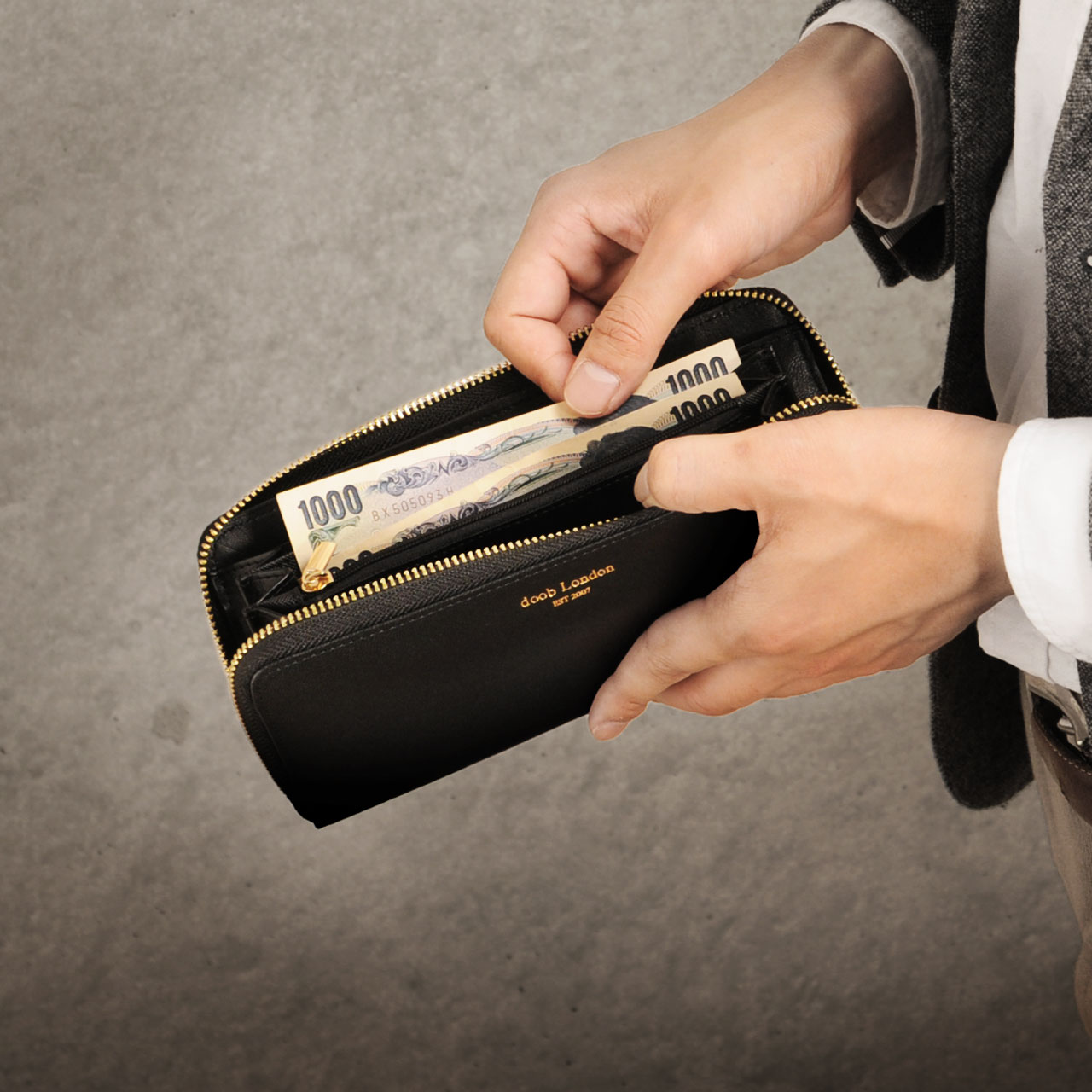 doob London（ドゥーブロンドン） 財布 メンズ 長財布 本革 ラウンド