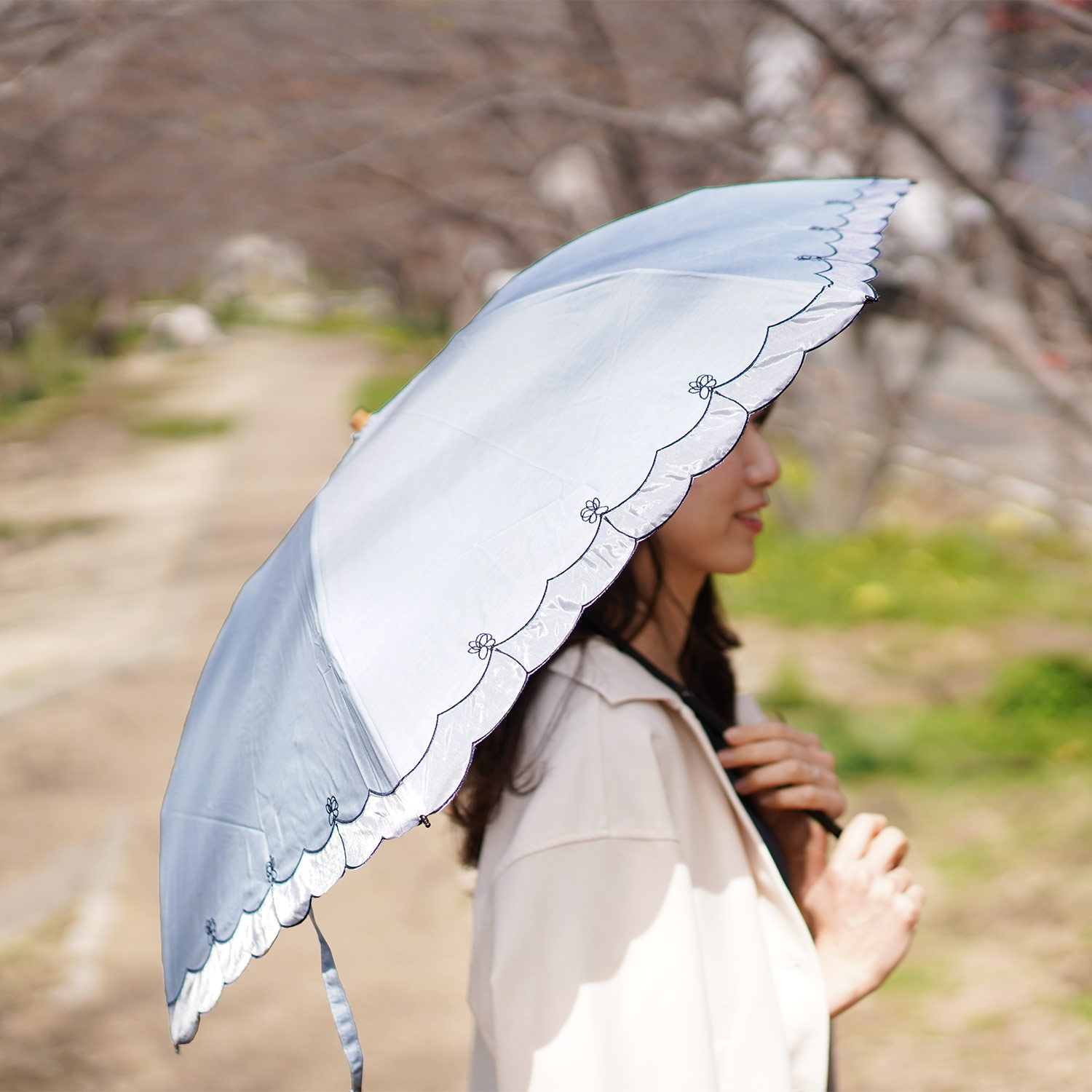 日傘 折りたたみ 晴雨兼用 綿 軽量 90%以上 UVカット 折りたたみ傘