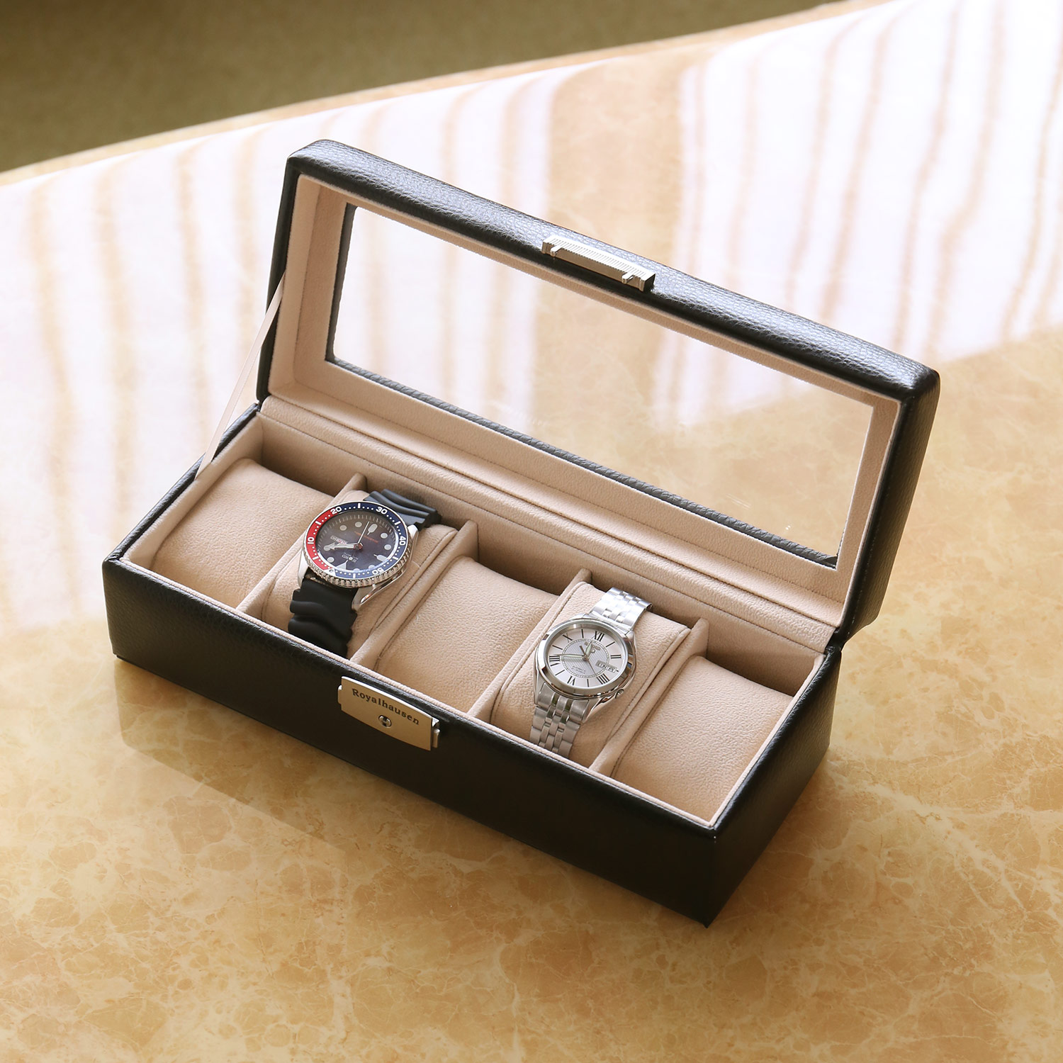 腕時計 収納ケース 5本 鍵付き 革 時計 ディスプレイ 保管 コレクション