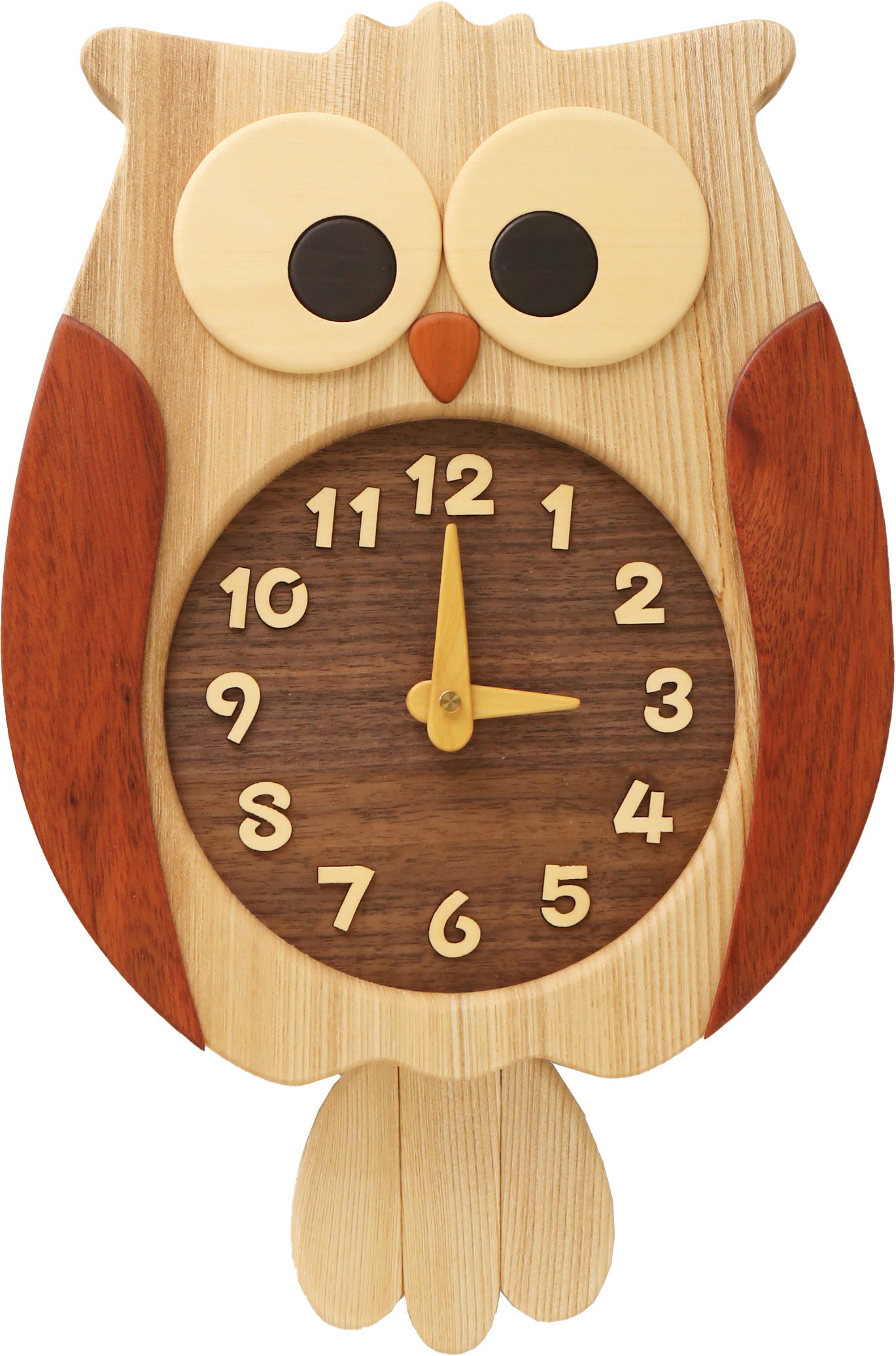 ふくろう掛け時計 壁掛け時計 おしゃれ かわいい 天然木 ふくろう 木製 日本製 時計 プレゼント ギフト 4FA (09000499r)｜j-white｜02
