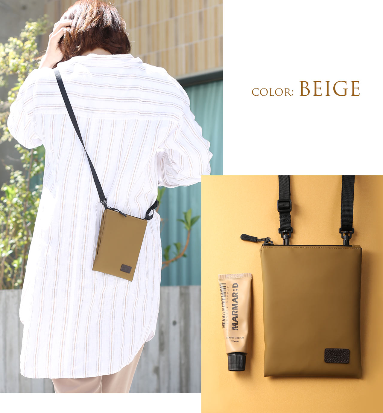 PRAIRIE 1957 サコッシュ レディース 横型 耐水 防水 止水ファスナー