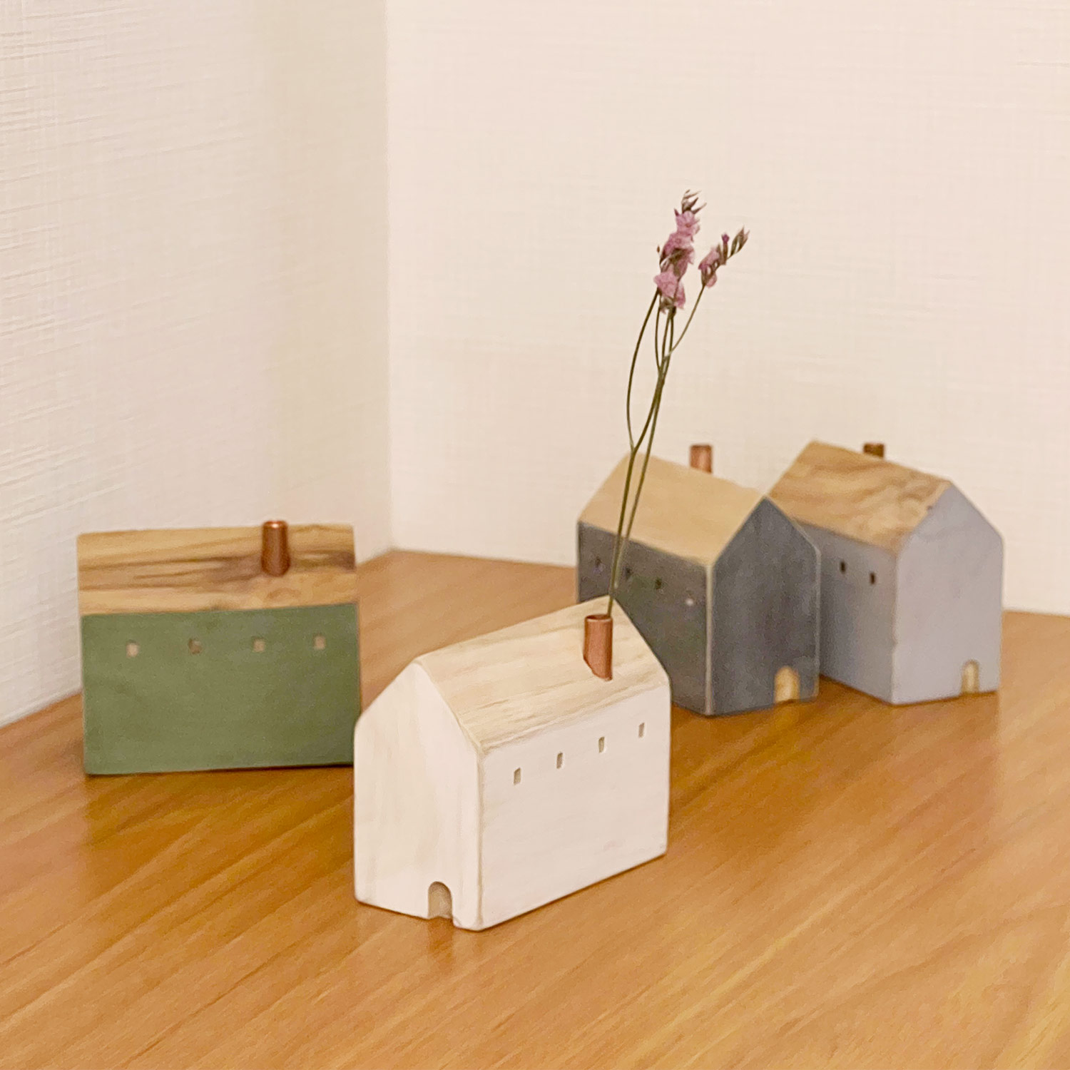 sankyo shokai 木製 フラワーベース 4個セット 白 小さい えんと