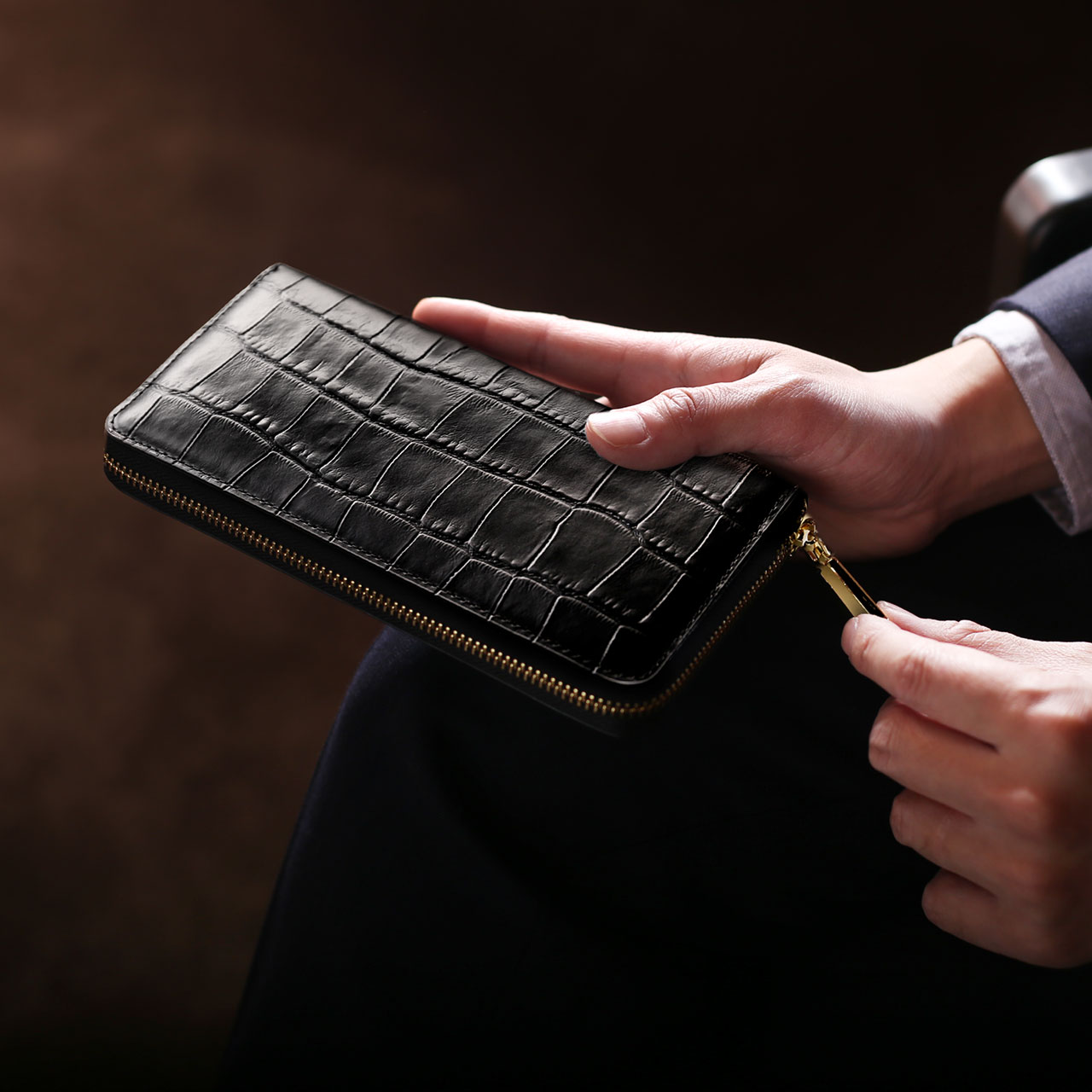 doob London（ドゥーブロンドン） 本革 メンズ ラウンドファスナー 長