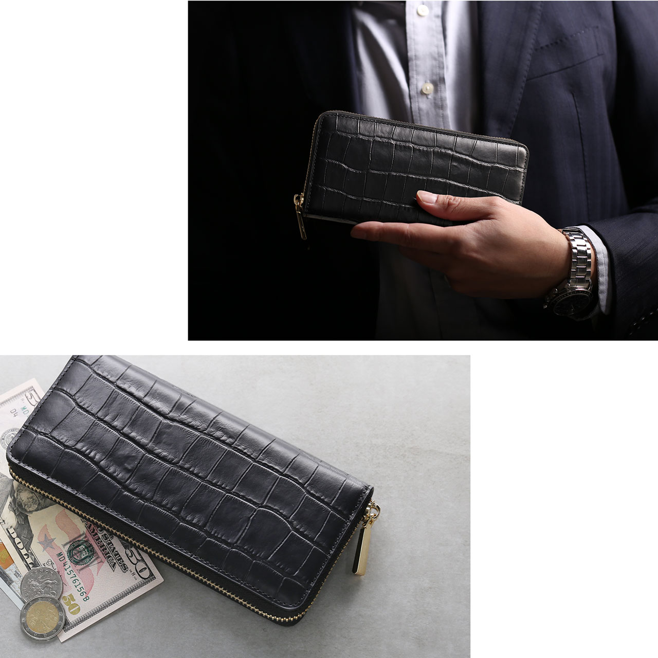 doob London クロコダイル 長財布 ラウンド doob London クロコダイル 長財布 ラウンド