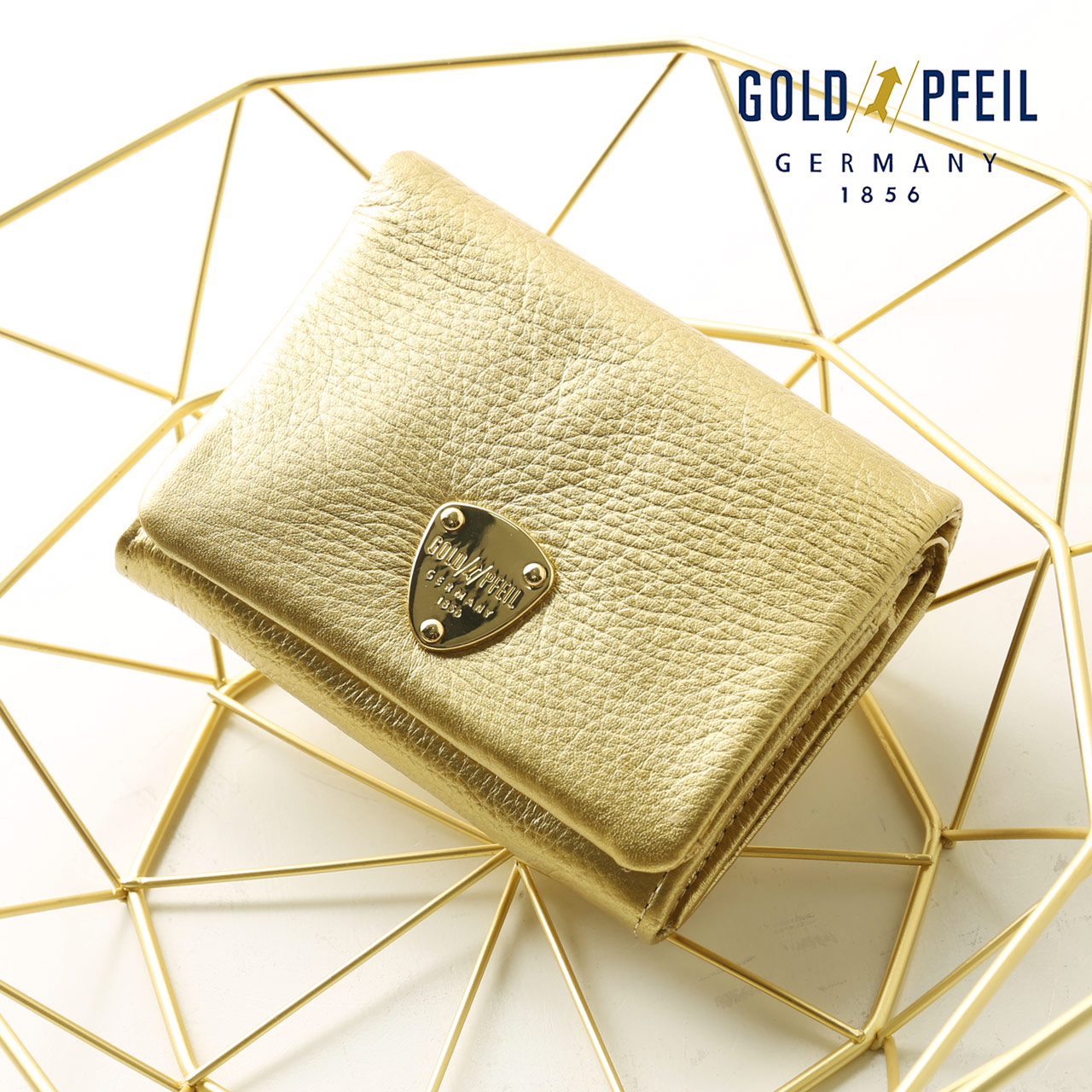 GOLD PFEIL（ゴールドファイル） コンパクト 折り財布 レディース 本革