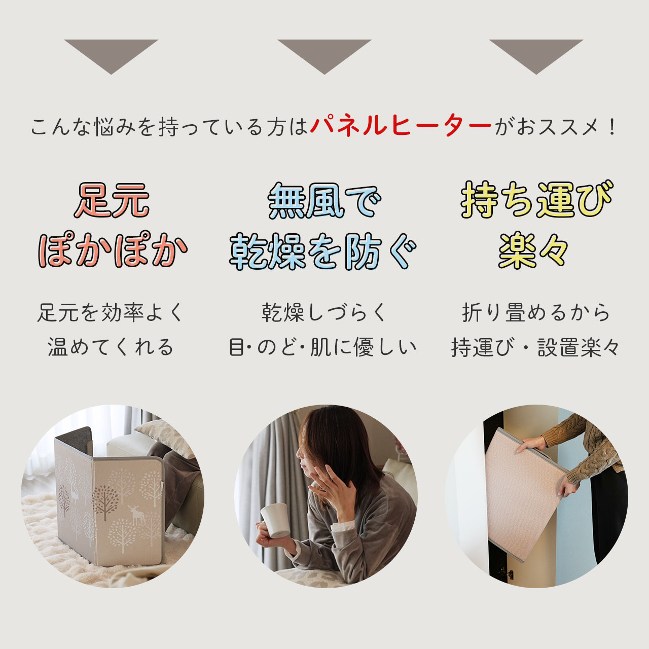 パネルヒーター 足元 3面 折りたたみ 遠赤外線 足元パネルヒーター