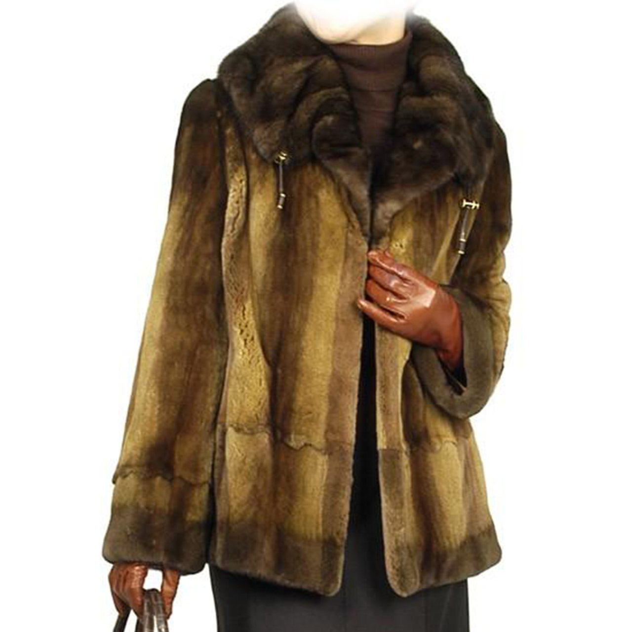 毛皮 ファー セミシェアードミンクジャケットミンク衿 『ギフト』 コート、アウター
