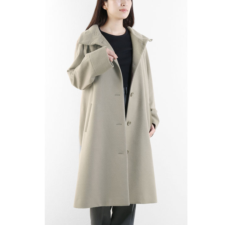 極美品■ジバンシー　カシミヤ　モヘア　ロングコート　ベージュ　スタンドカラー 極美品□ジバンシー カシミヤ モヘア ロングコート ベージュ スタンド