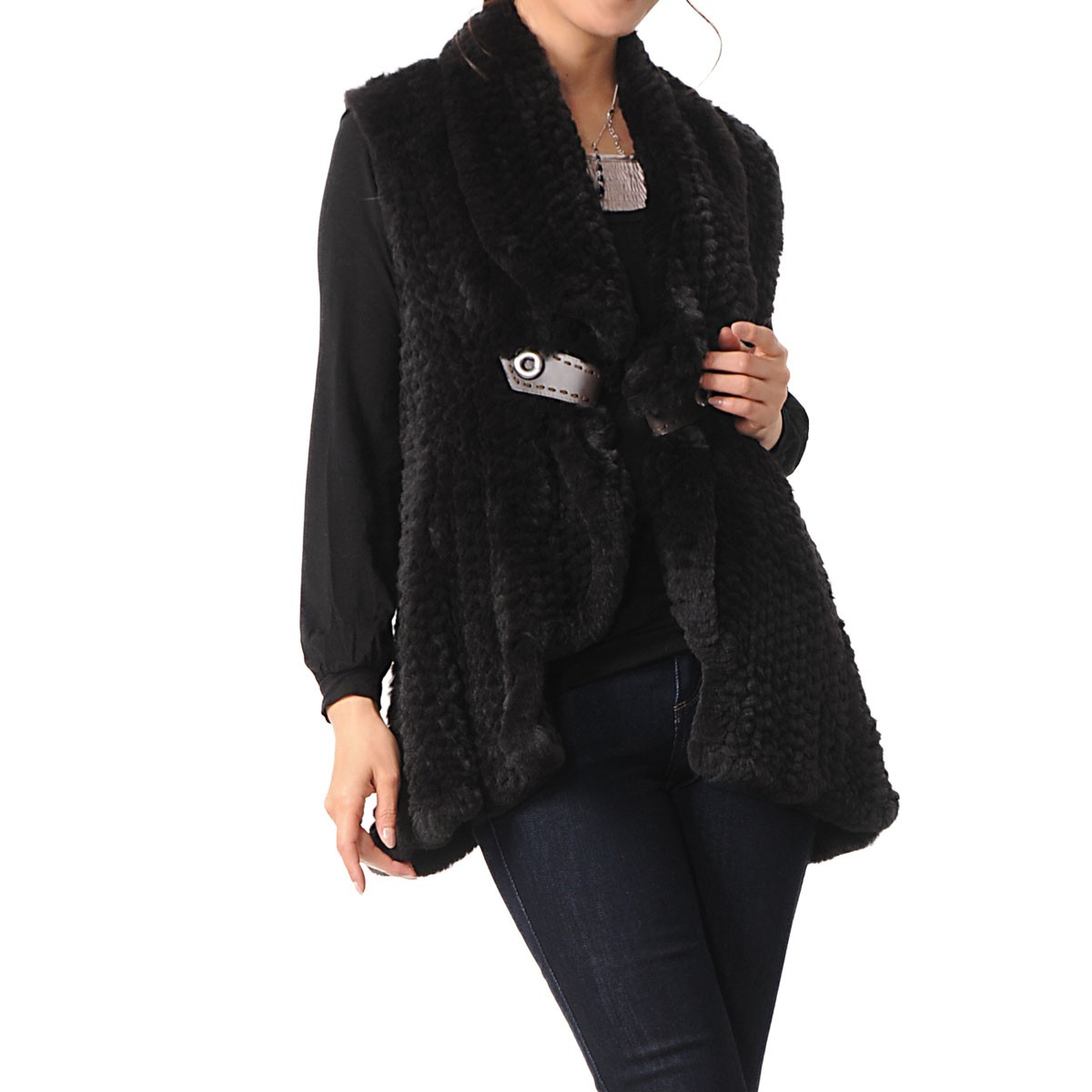 レッキス ロング 毛皮ファー レッキスファー 編込みベスト 『ギフト