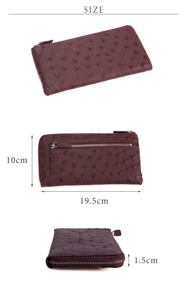 フルポイントオーストリッチ長財布L字メタルファスナー/メンズギフト(No.3237-mens-1) sankyo shokai（三京商会） フルポイント オーストリッチ 長財布 L字