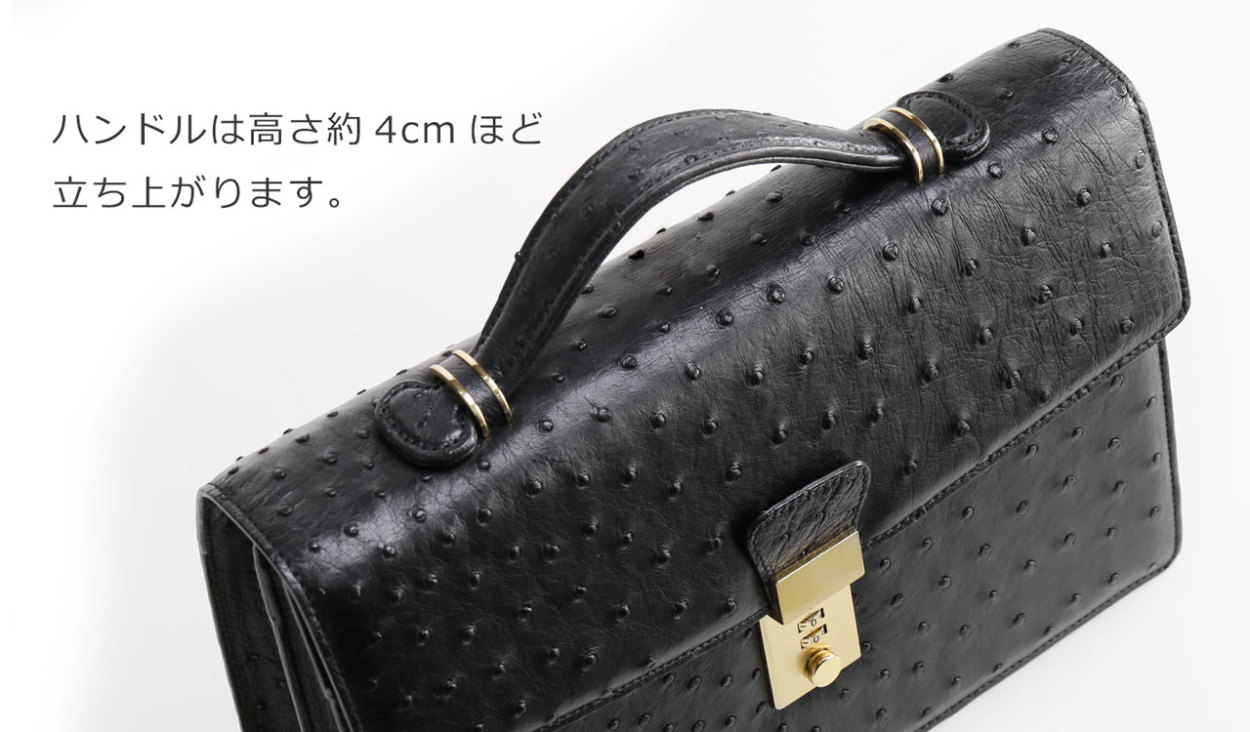 オーストリッチ メンズ セカンドバッグ ダイヤルロック式 日本製 30cm 