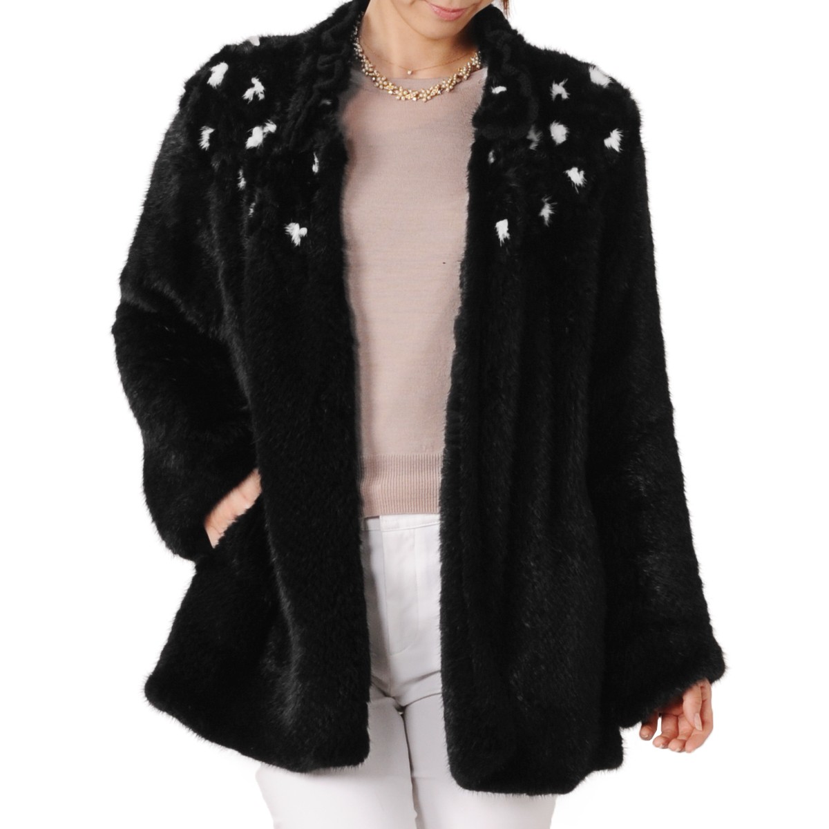 ミンクジャケット編み込みブラックミンクレディース（4500-70r） sankyo shokai（三京商会） 毛皮/ファー/ミンク ジャケット 編み込み