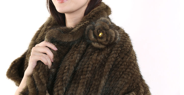 sankyo shokai（三京商会） ミンク ストール 編み込み フリル お花付き