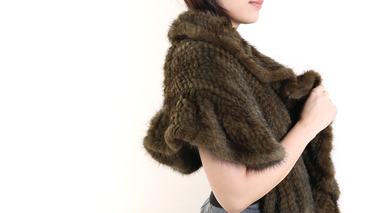 sankyo shokai（三京商会） ミンク ストール 編み込み フリル お花付き