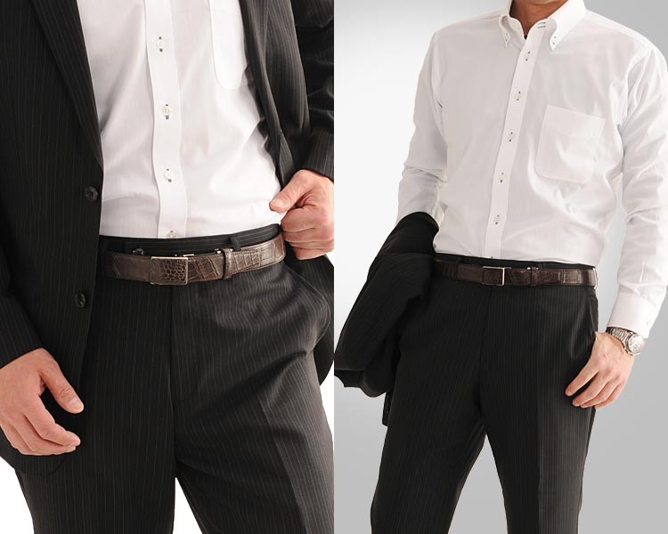 sankyo shokai（三京商会） クロコダイル ベルト マット加工 30mm