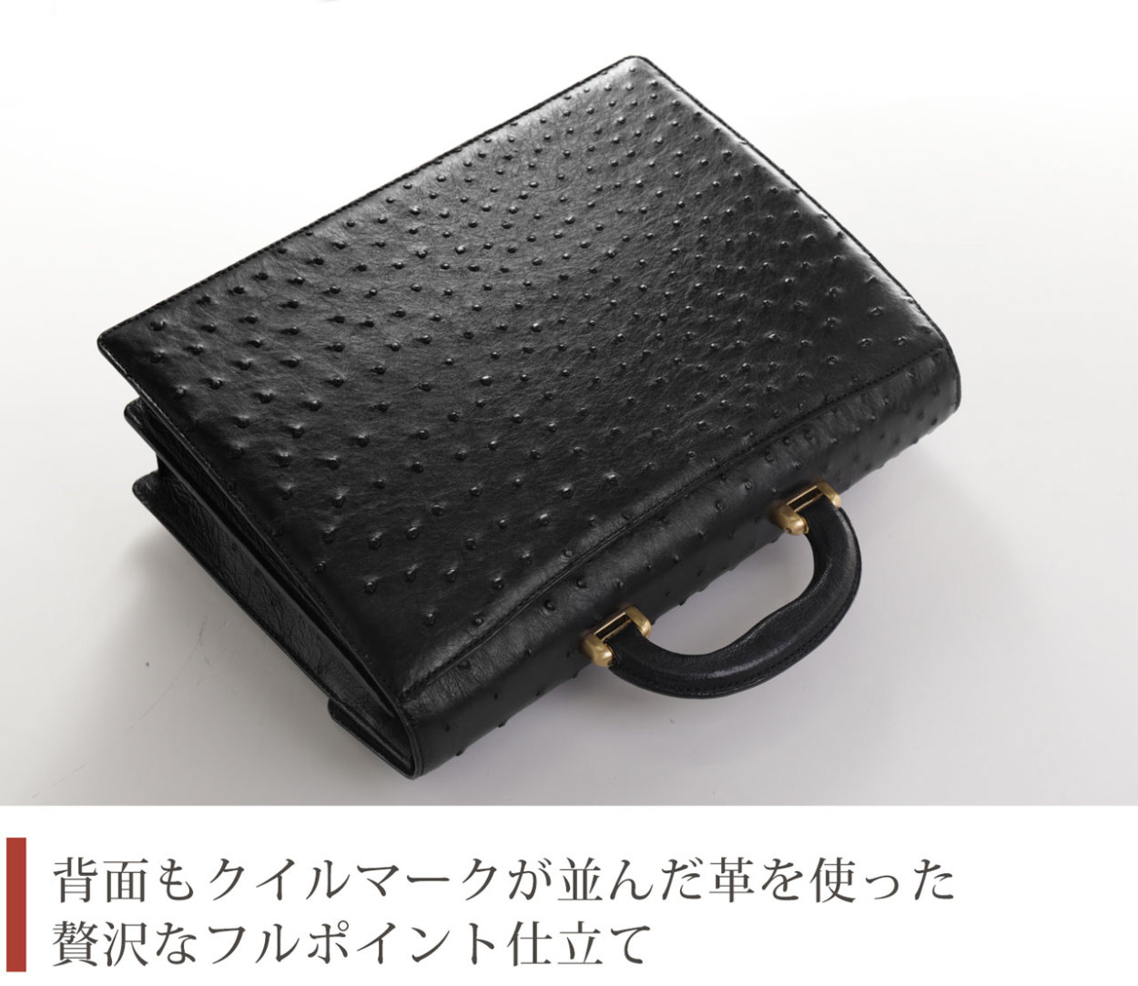オーストリッチ メンズ バッグ 32cm ダイヤルロック フルポイント 日本