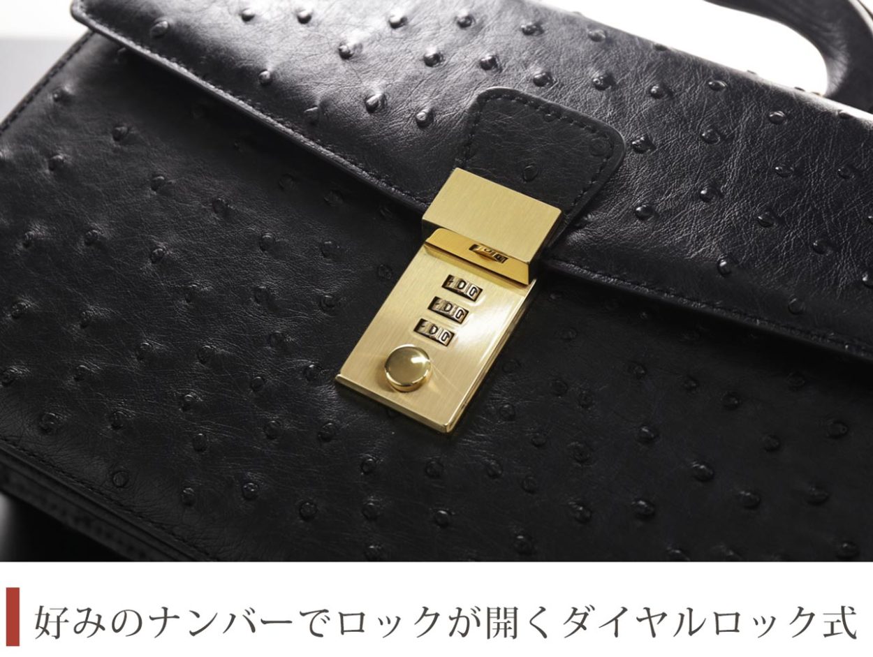 割引クーポン発行中］オーストリッチ メンズ バッグ 30cm ダイヤル