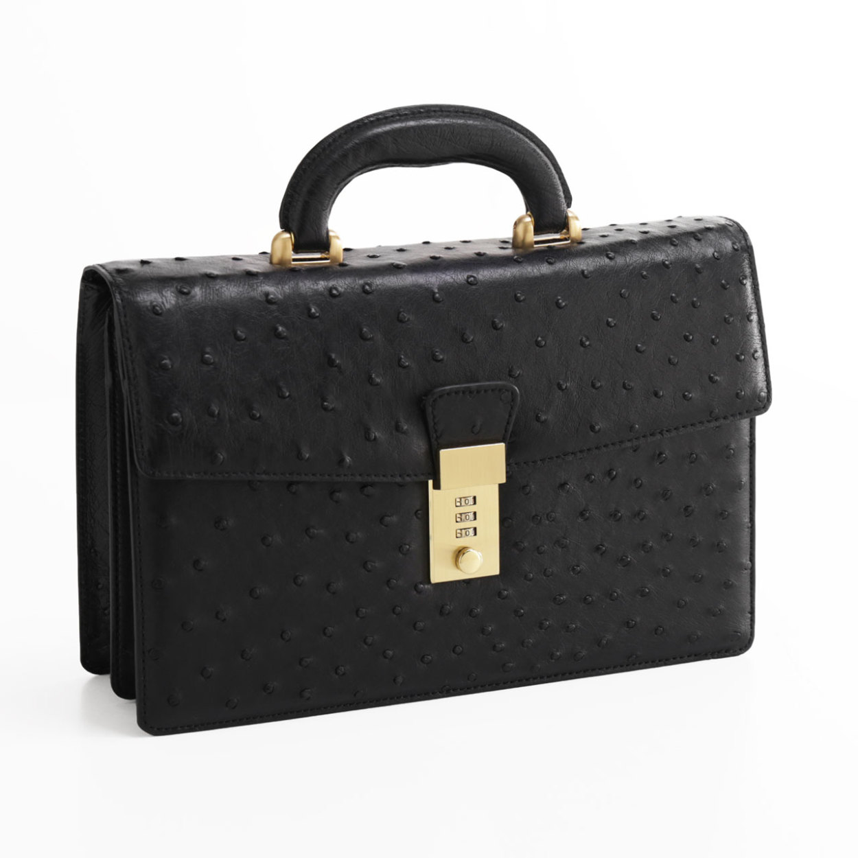 オーストリッチ メンズ バッグ 30cm ダイヤルロック フルポイント 日本製 本革 ハード手 ブラック ビジネスバッグ(9414r) オーストリッチ メンズ バッグ 30cm ダイヤルロック フルポイント 日本