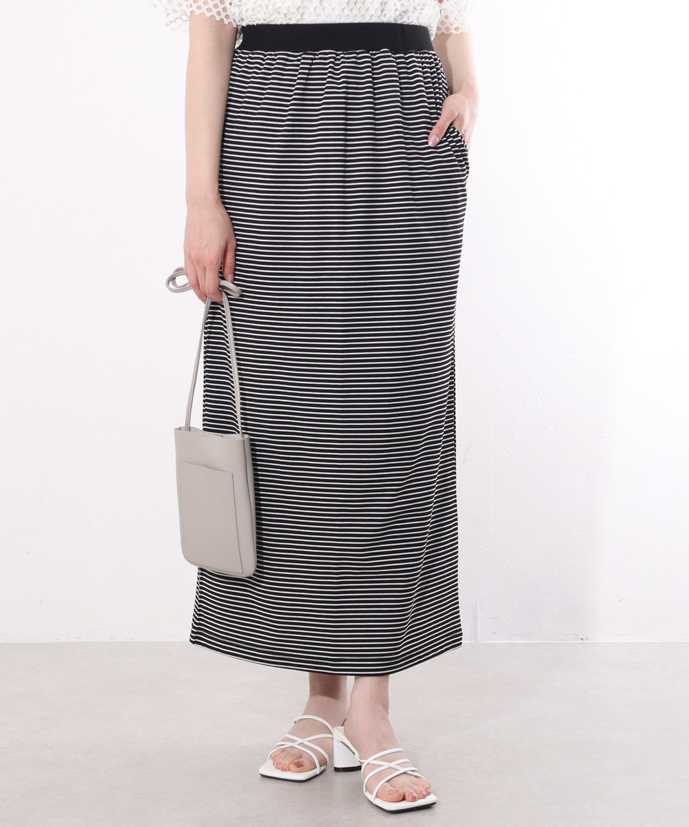 特約店新品　TO BE CHIC　ジャカードボーダー素敵なスカート40濃茶49500円 スカート