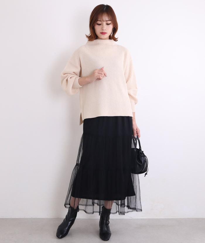 閉店セール チュールスカート ロング 黒 ボリューム レディース
