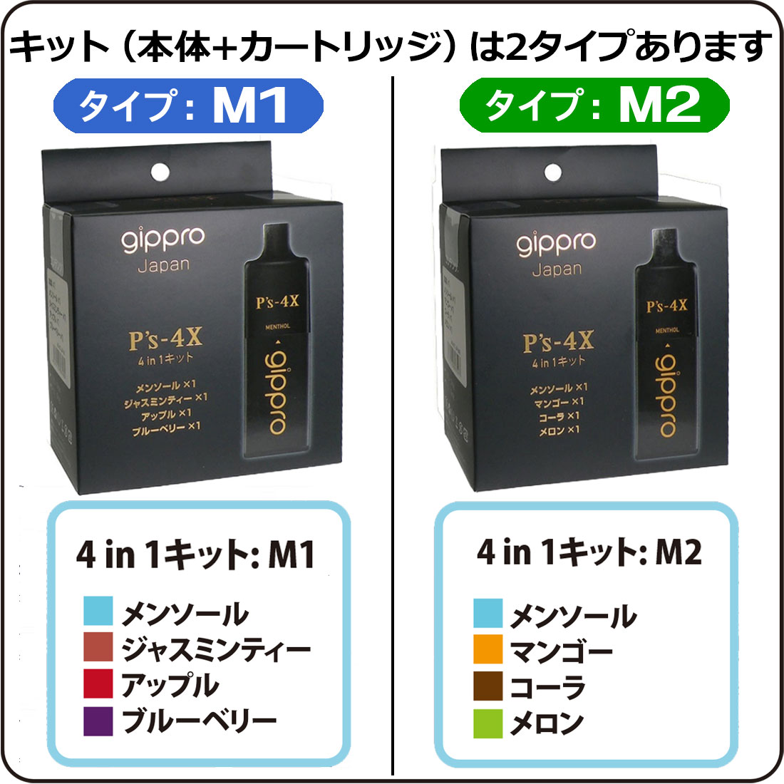 gippro P's-4X 電子VAPE ベイプ カートリッジ式使い切り電子