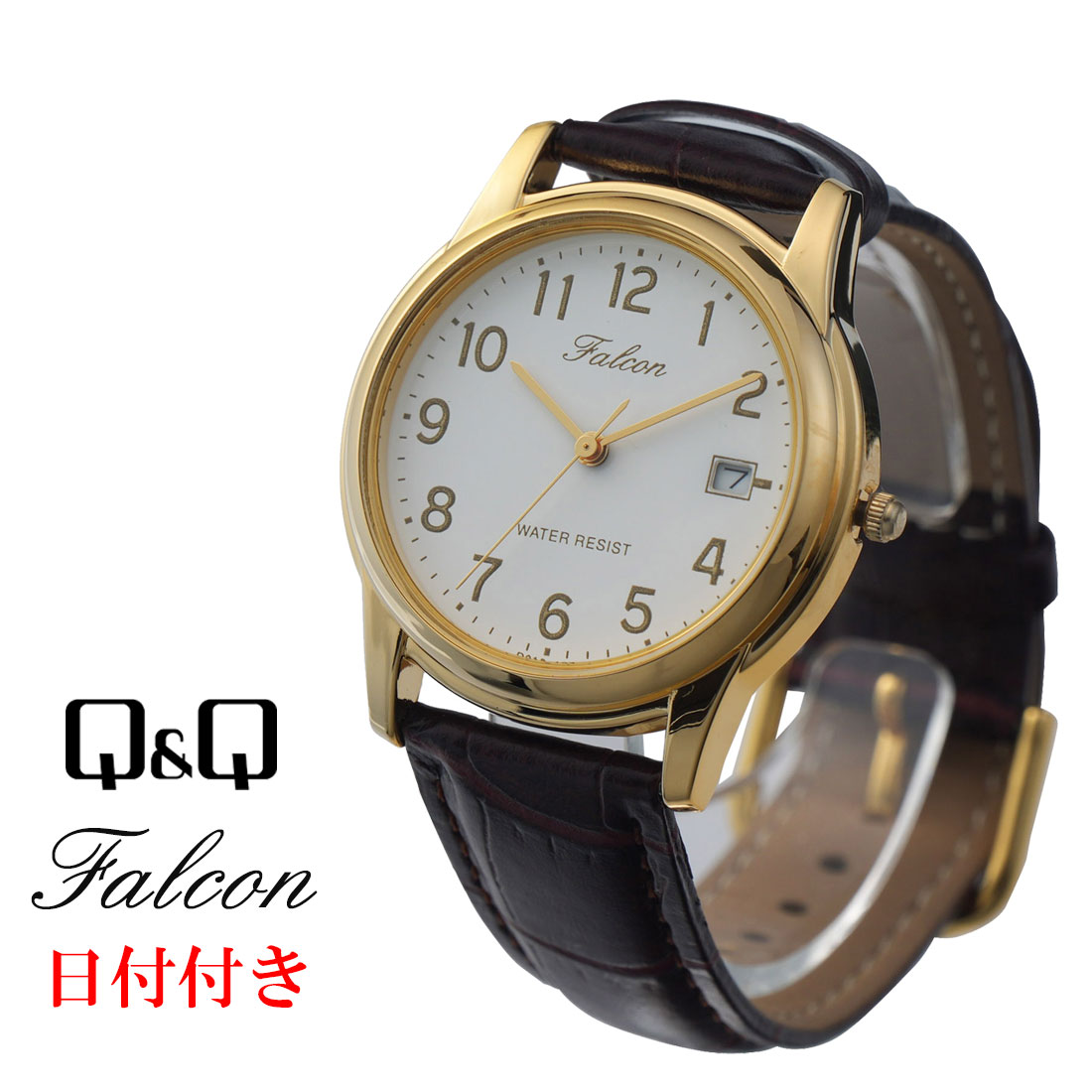 腕時計　メンズ腕時計 シチズン CITIZEN Q&amp;Q   ファルコン　アナログ 日付付き  D010-104カジュアル ビジネス （ネコポスで送料無料）