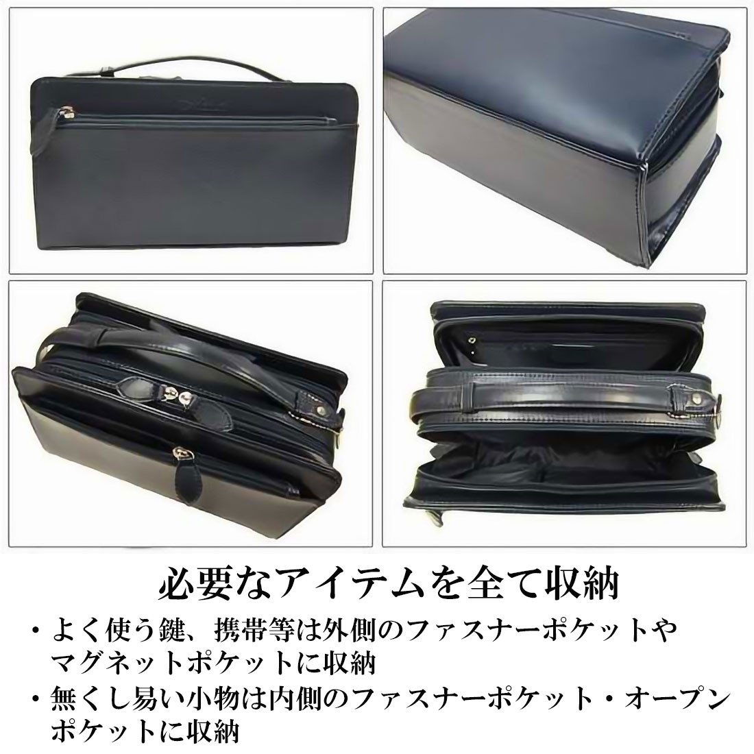 セカンドバッグ コードバン 馬革・牛革 Wファスナー ネイビー Maturi マトゥーリ JAPAN MT-42  NAVY 画像4