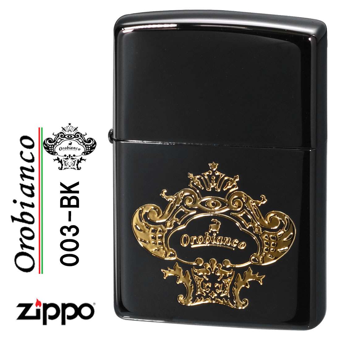 zippo(ジッポー)オロビアンコ エッチング ロゴ ブラックニッケル ORZ 003 BK 送料無料（ネコポス対応） :ORZ 003 BK:JACKAL