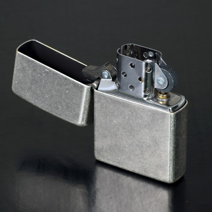 zippo(ジッポーライター)Antique Silver Plate 121 Flat Bottom 銀古美仕上げ アンティークシルバープレート  ジッポ （ネコポス可）