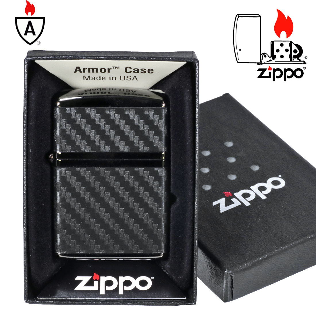 zippo アーマー　カーボンシリーズ　黒ニッケル　エッチング　162BK-CARBON　4面カーボンシート貼り メンズ　ギフト　送料無料（クロネコゆうパケット可）｜jackal｜04