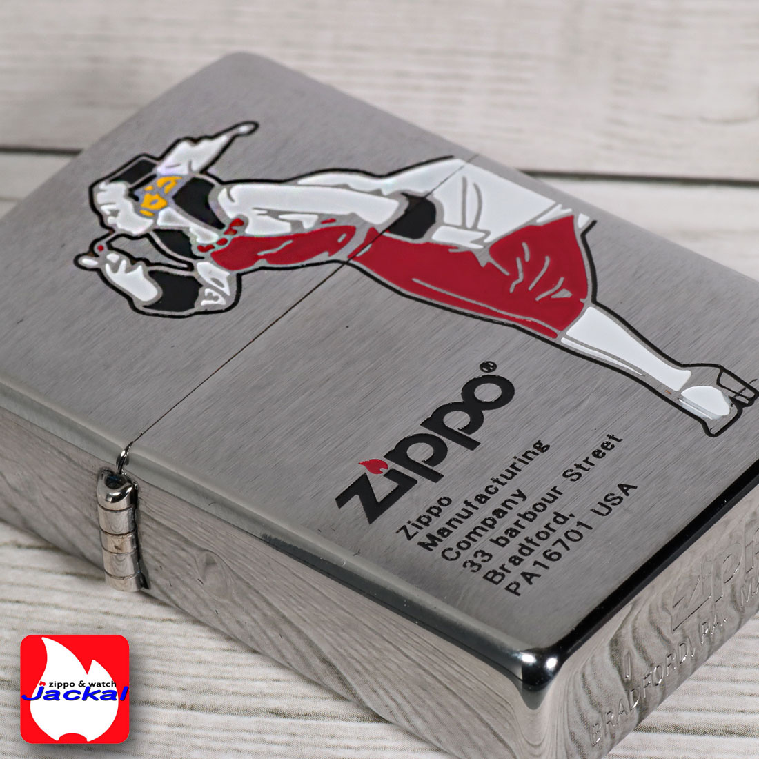 zippo(ジッポーライター)ZIPPOキャラクターの「WINDY」デザイン　#200ブラッシュクロ−ム　レッド レトロモチーフ 送料無料  （ネコポス可）