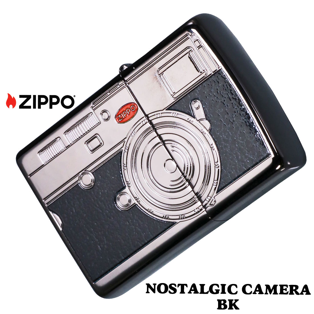 zippo ジッポーライターノスタルジック カメラ  ブラックニッケルメッキ エッチング プリント ブラック 2BKN-CAMERABK 送料無料  ネコポス可