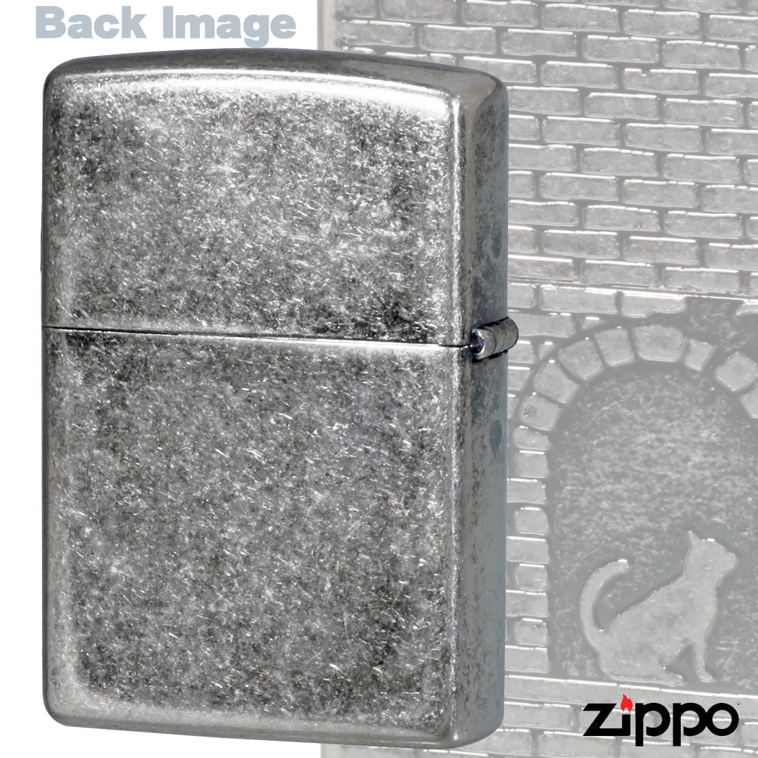 zippo(ジッポーライター)大人気 猫シリーズ  アンティーク調  ブロックに猫　ニッケルメッキバレル　2NIB-BLOCKCAT（ネコポスで送料無料） | ZIPPO | 05