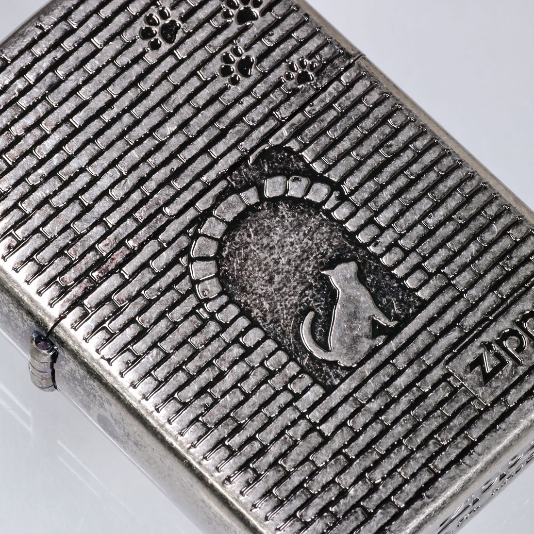 zippo(ジッポーライター)大人気 猫シリーズ  アンティーク調  ブロックに猫　ニッケルメッキバレル　2NIB-BLOCKCAT（ネコポスで送料無料） | ZIPPO | 06