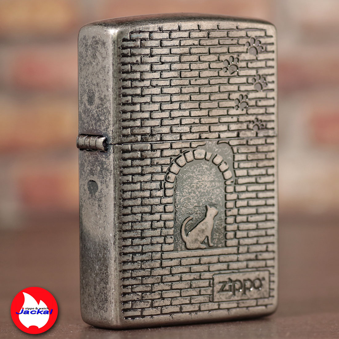 zippo(ジッポーライター)大人気 猫シリーズ  アンティーク調  ブロックに猫　ニッケルメッキバレル　2NIB-BLOCKCAT（ネコポスで送料無料） | ZIPPO | 07