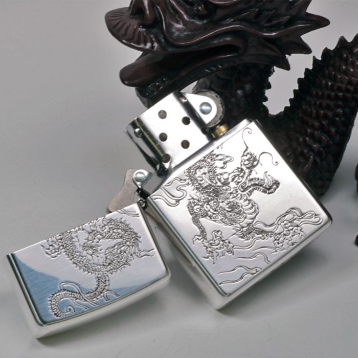 ZIPPO zippo(ジッポーライター)和柄 龍 銀イブシ ポリッシュ