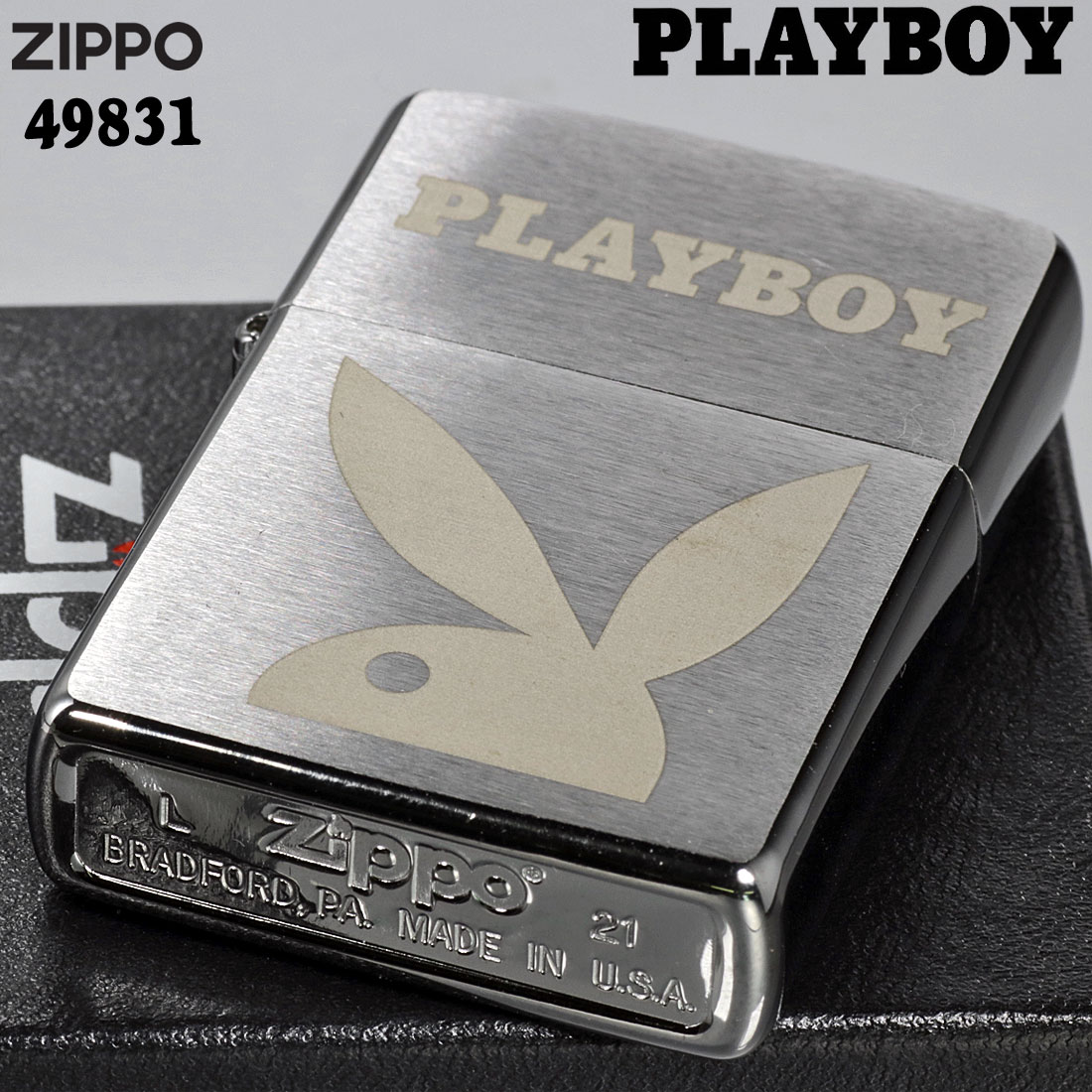 zippo(ジッポーライター)ZIPPO ジッポ Playboy Bunny Logo プレイボーイ 49831 オイルライター おしゃれ メンズ  かっこいい ギフト（ネコポス対応）