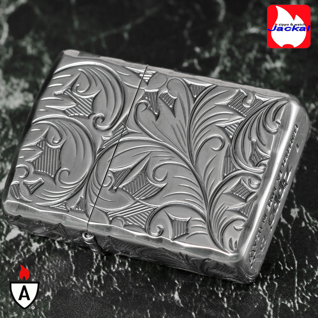 zippo アーマー (ジッポーライター) Armor 5面立体彫刻 LEAF リーフ 銀いぶし 5NC-LEAF S ボタニカル柄 植物柄 エレガント  ギフト 送料無料（ネコポス対応）｜jackal｜06