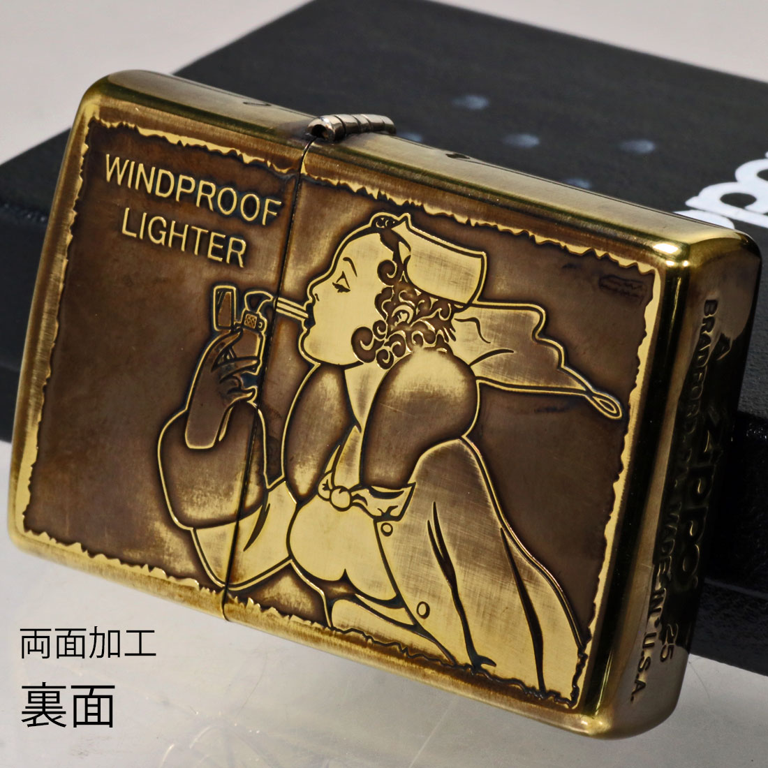 zippo ウィンディ ゴールド  前面刻印 希少モデル 2023年製 zippo ウィンディ ゴールドメタル 前面加工 希少モデル 2023年製