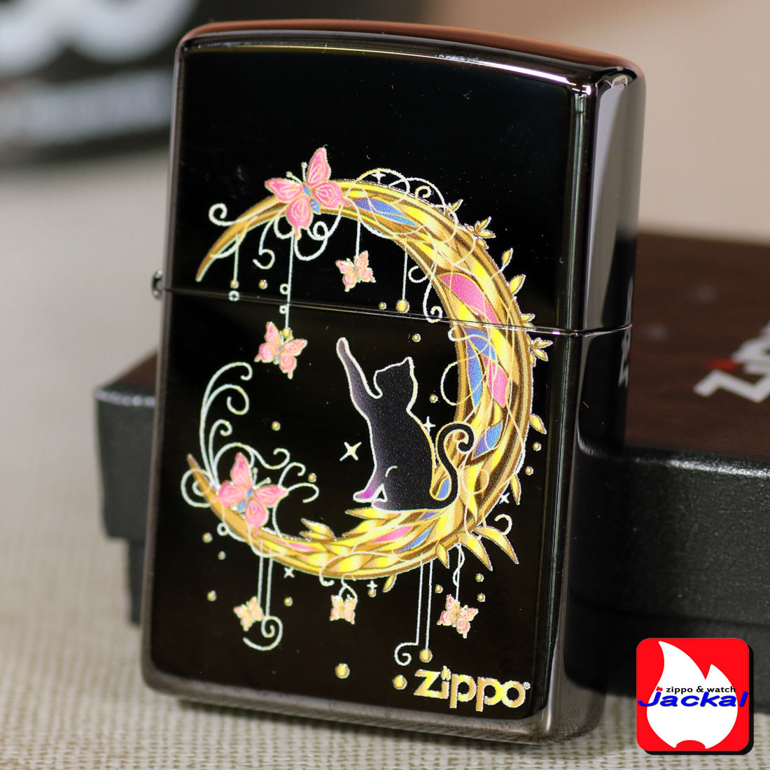 ZIPPO ジッポ-ライター クレッセントムーン BNI ブラックニッケルミラー インクジェットフルカラー CMOON かわいい 月 猫 映える ギフト 送料無料 ネコポス対応 | ZIPPO | 04