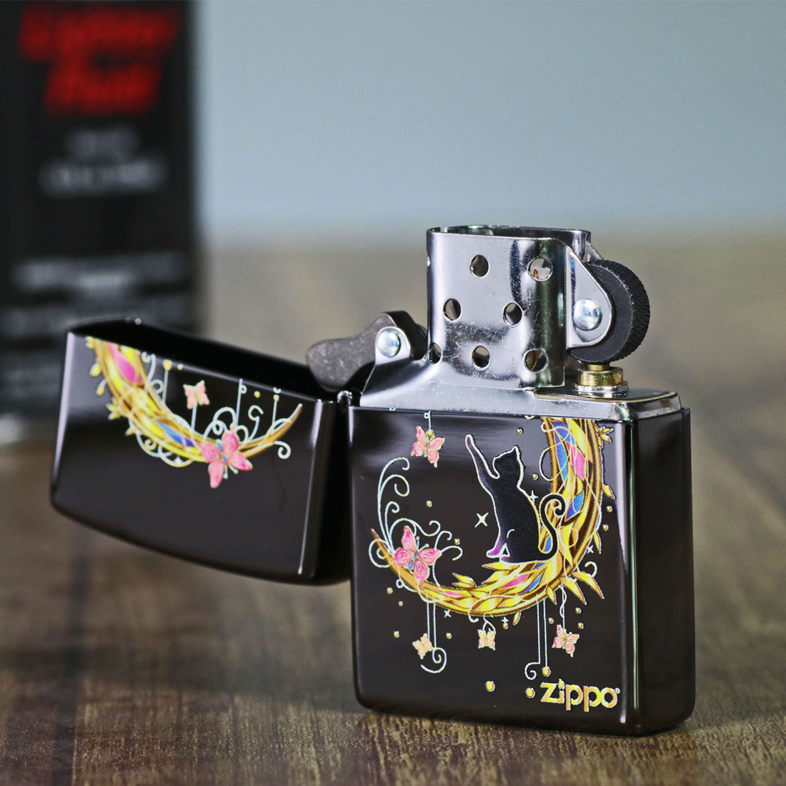 ZIPPO ジッポ-ライター クレッセントムーン BNI ブラックニッケルミラー インクジェットフルカラー CMOON かわいい 月 猫 映える ギフト 送料無料 ネコポス対応 | ZIPPO | 05