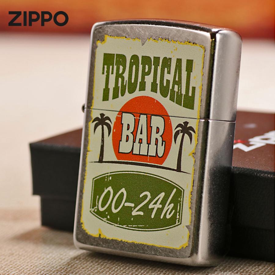 zippo(ジッポーライター)トロピカルバー TROPICAL BAR　ストリートクローム　エンボスプリント加工　EP-KD  リゾート 海　お酒　レトロ （ネコポス対応）｜jackal｜02