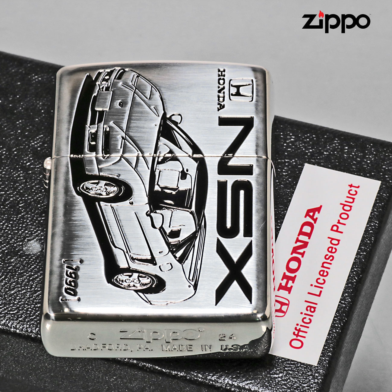 zippo(ジッポーライター)Hondaシリーズ ホンダ　NSX　1990　銀イブシ　Honda公式認定 Honda-NSX カッコイイ ギフト  送料無料 （ネコポス可）